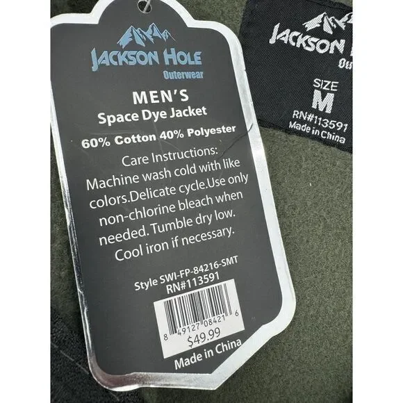 NWT Jackson Hole 1/4 Zip Space Dyed Zipper Sleeve Pocket Heather Green Mens‎ M - Picture 5 of 11